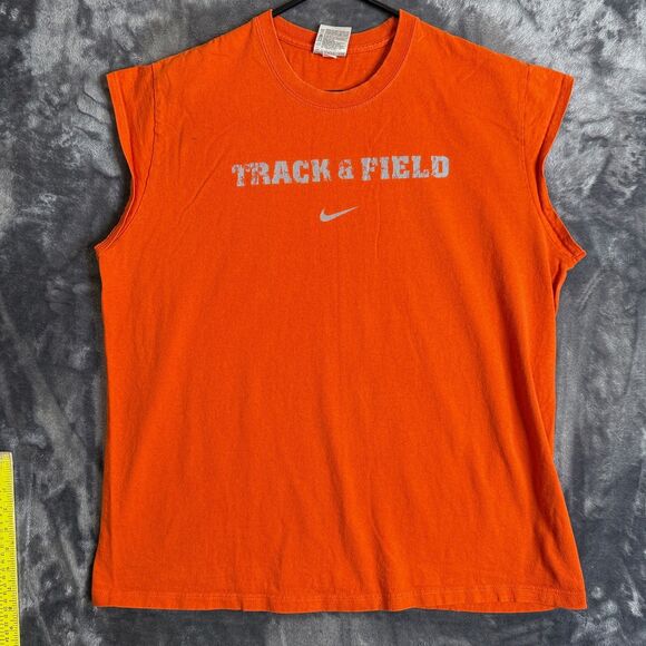 Vintage Y2K Silver Tag Track & Field Sleeveless T-Shirt Size Large Orange - Picture 1 of 7